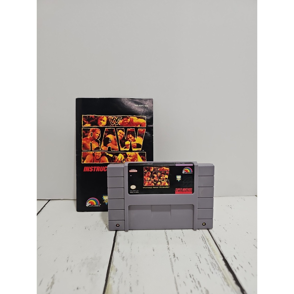 WWF Raw (Super Nintendo Entertainment System, 1994) With Manual - NO BOX